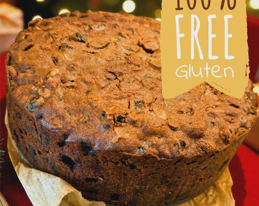 Gluten free Christmas rich fruit cake with marzipan or iced finish