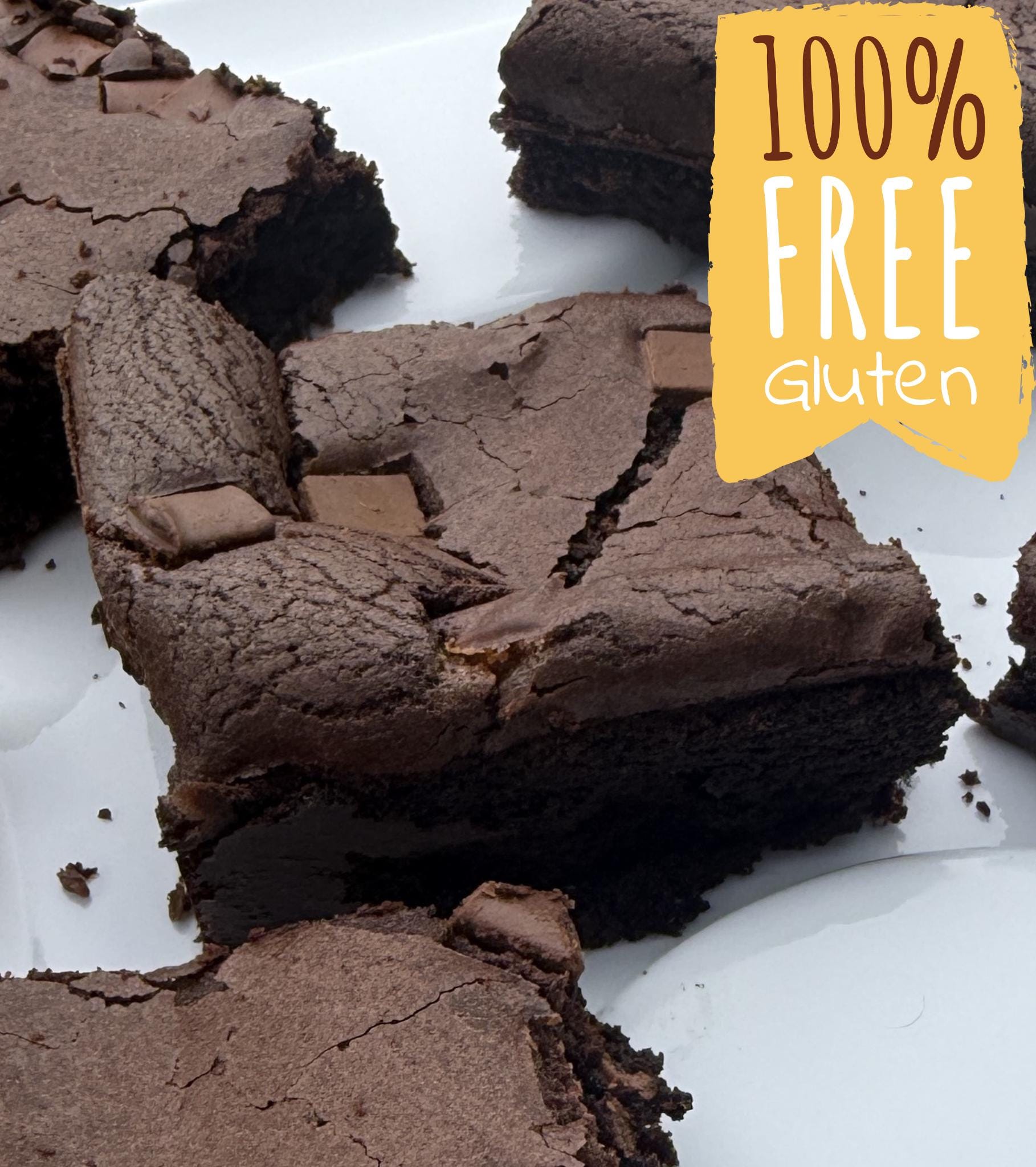 Gluten Free Double Chocolate Brownies | Handmade Fudge Brownie Squares | Postal Treat Box by Rolling Brew Co